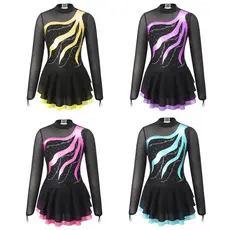 Crianças Meninas Roupas Elegantes Manga Longa Decote Redondo Strass Decorado Estilo Retalhos Oco Volta Vestido De Dança