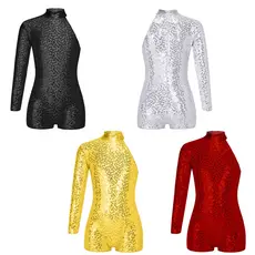 Aislor Crianças Meninas Roupas Elegantes Única Manga Longa Gola Redonda Lantejoulas Brilhantes Textura Decorada Fechamen