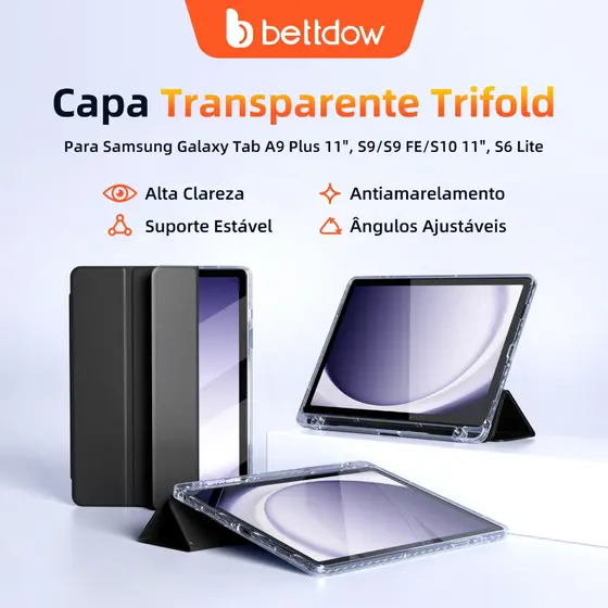 Capa protetora para tablet BETTDOW Samsung Galaxy Tab A9+ 2023 /S9/S9 FE/S10 11polegadas S6 Lite com suporte para caneta