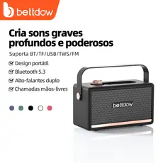 Caixa de som Bluetooth BETTDOW estilo Marshall 5.3, conexão sem fio Bluetooth, suporta chamadas e graves profundos.