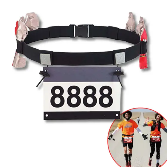 Cinto Porta Número Para Corrida Triathlon Ciclismo Gel Carb Up Elástico Refletivo