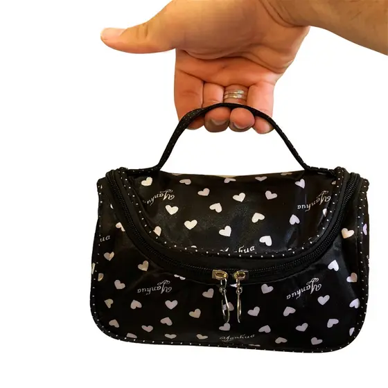 Necessaire Feminina Bolsa Organizadora De Maquiagens E Cosméticos Para Viagem Com Alça E Divisórias