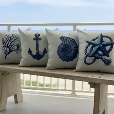 Capa Almofada Decorativa Off White Suede Exclusiva Fundo do Mar Modern Print Sala ou Quarto Estampa HD 45x45