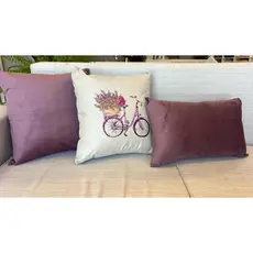 Kit Capa Almofada Decorativa Suede Exclusiva Off White e Lavanda Modern Print Sala ou Quarto Estampa HD 45x45