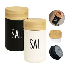 Portas Saleiros de Mesa 90ml De Vidro com Tampa de Bambu