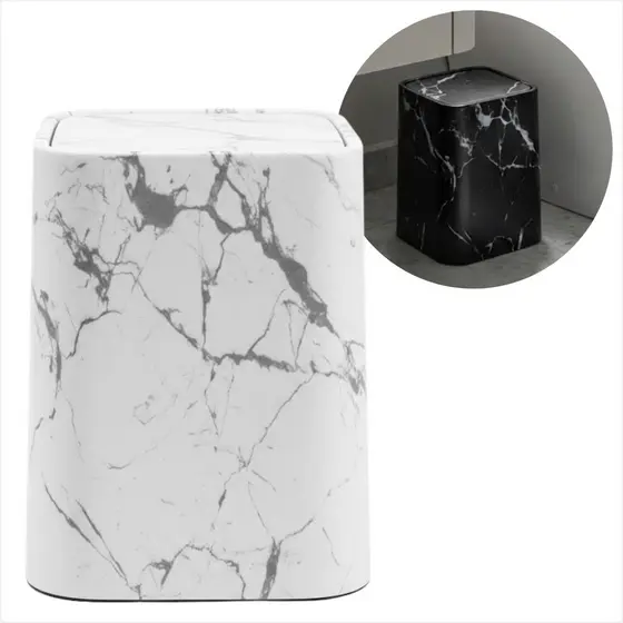 Lixeira Banheiro Plastica Capa Estampa Marmore Decorativa