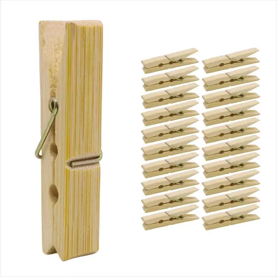 Pregador de Roupa em Bambu Kit 20 Unidades Alta Qualidade Resistente