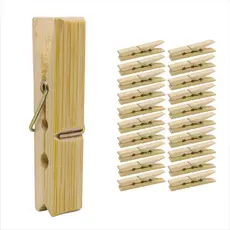 Pregador de Roupa em Bambu Kit 20 Unidades Alta Qualidade Resistente