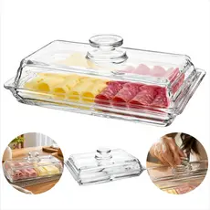 Porta Queijo E Frios De Vidro 20cm Com Tampa Transparente Bandeja Para Mesa Posta E Café Da Manhã