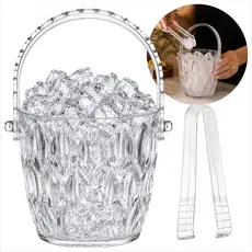 Balde Para Gelo Decorativo Em Acrílico Transparente Com Pegador Ideal Para Whisky e Bebidas