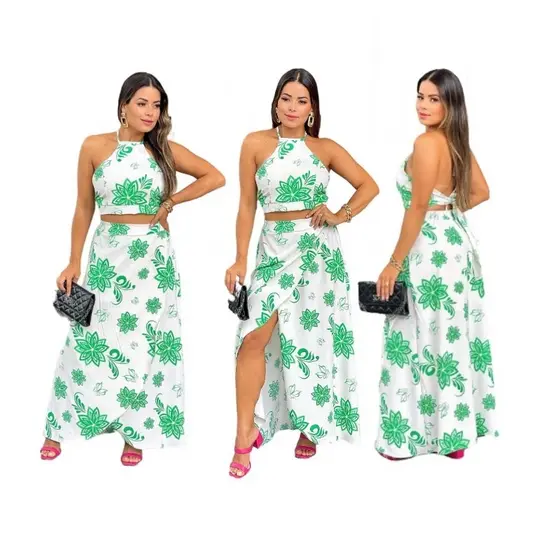 vestido Conjunto Envelope Saia + Cropped Longa Modelo vestido Social roupas femininas