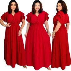 Vestido Longo Plus size Tecido Duna Três Marias Com Manga Fresquinho Levinho Babado Soltinho