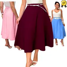 Saia Midi Alfaiataria Marrant Moda Evangélica Elegante Versátil Para Festa social