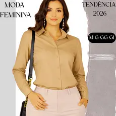 Camisa Feminina Básica Lisa Crepinho Confortável Tamanhos M G GG G1