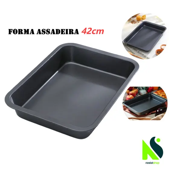 Forma Assadeira Retangular 42x28cm Para Torta Antiaderente Forma Para Pão Cuca Forma Para Bolo CASA