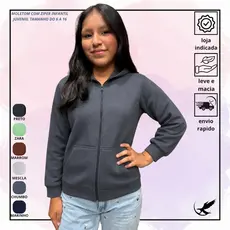 Moletom Aberto Com Zíper Infantil Juvenil Unissex Menina e Menino