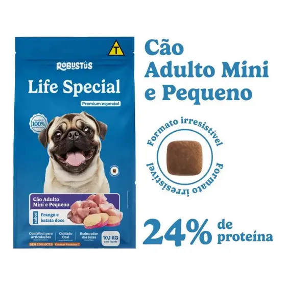 Ração Robustus Life Special Cães Pequenos 10,1kg Frango e Batata Doce