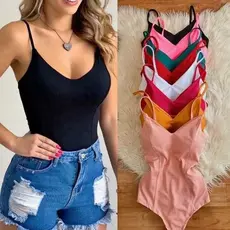 Body Feminino Decote  Alcinha Com Bojo Bodi regata alcinha feminina liso top qualidade Moda Suplex