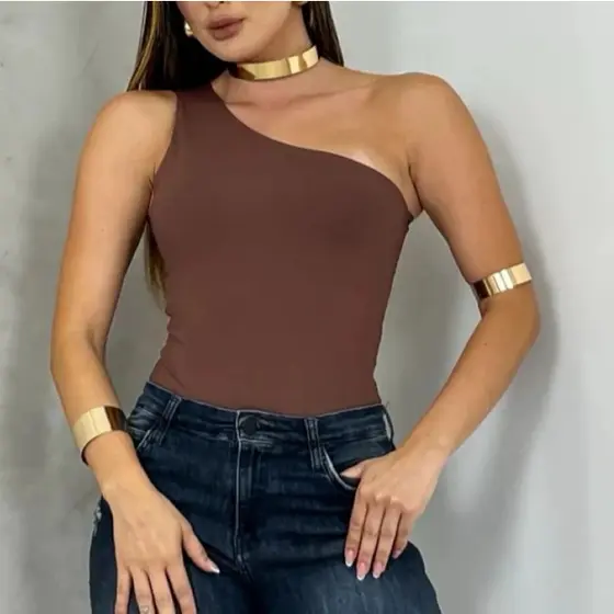 Body Feminino Ombro Só Com Bojo Mula Manca Suplex Moda Verão Blogueiras