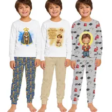 CONJUNTO PIJAMA INFANTIL MASCULINO SANTO - SANTINHO - PIJAMA CATÓLICO - CALÇA E BLUSA