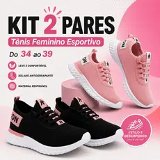 Kit 2 Tênis Feminino Esportivo Moderno Confortável Academia Caminhada 34 ao 39 Promoção