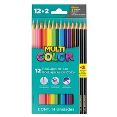 Lápis de Cor 12 Cores Ecolápis Multicolor + 2 Lápis Grafite HB Nº2