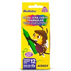 Giz de Cera Curto Acrilex Triangular 12 Cores Curton