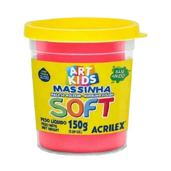 Massinha De Modelar Acrilex Soft Art Kids 150g Vermelho