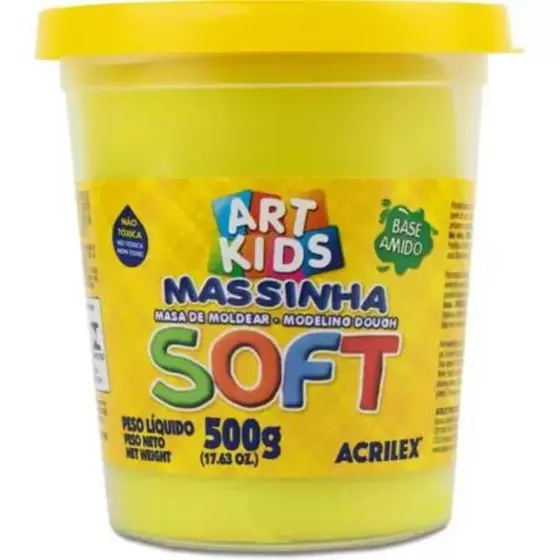 Massinha De Modelar Acrilex 500 Softplay Amarelo Limão