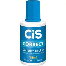 Corretivo Líquido CIS Lavável 18ml Secagem Rápida Escolar e Escritório