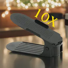 Suporte Organizador Para Sapatos Tênis Kit 10 Unidade Saltos Preto Com Regulagem Altura