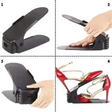 Kit 5 Suporte Organizador Para Sapatos Tênis Unidade Saltos Preto Com Regulagem Altura