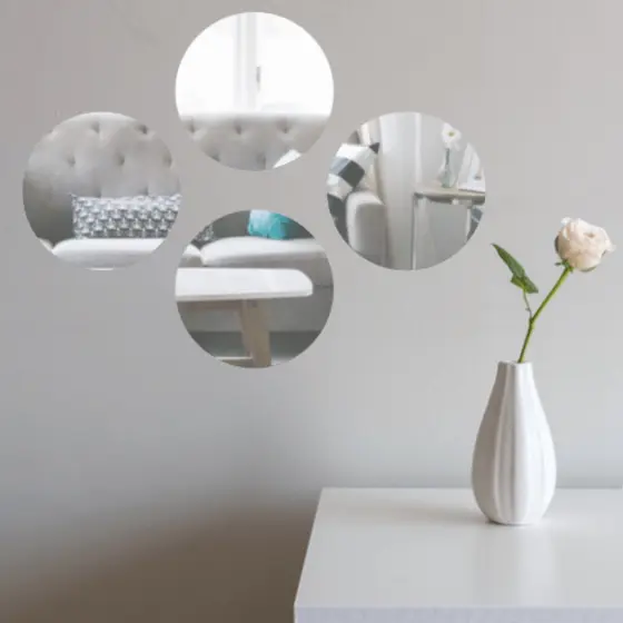Kit 4 Espelho Decorativo Adesivo De Acrílico Para Sala Banheiro Círculos Redondo