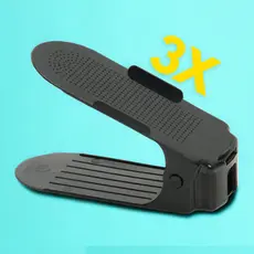 Kit 3 Organizador Para Sapatos Tênis Unidade Saltos Preto Com Regulagem Altura