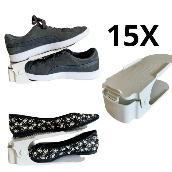 Organizador de Sapatos Branco Regulagem de Altura 15 Unidades