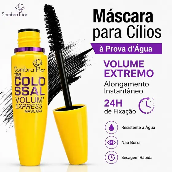 Máscara para Cílios Volume Extremo À Prova D Água 24h Longa Duração