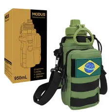 MODUS Garrafa Térmica Com Bolsa Tática 1000ML Para Camping Trilha Pesca Academia Viagem