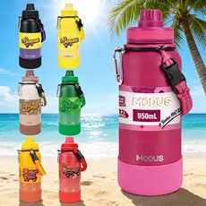 Modus Garrafa Térmica 950ml Coleção Frutas Quente Frio Aço Com Base De Silicone E Alça Paracord