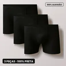 Kit 3 Cuecas Boxer Algodão Cotton Adulto Fábrica Elastano Cores Escuras Forrada
