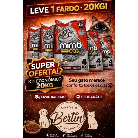 kit 5 Areias de Gato Sanitária Higiênica Mimo Cat Tradicional 20kg AntiOdor Argila Natural .. ( OBS 1 Fardo por Compra )