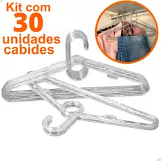 Kit 30 Cabide acrílico TRANSPARENTE Cabide Reforçado para roupas adulto