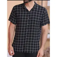 Camisa xadrez masculina com mangas curtas