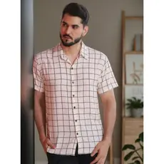 Camisa xadrez masculina com mangas curtas
