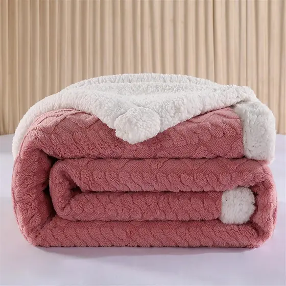 Manta Canelada Com Sherpa Rosé
