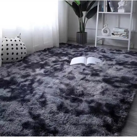 Tapete Peludo Preto Mesclado 2,00x2,50M Para Sala E Quarto