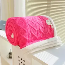 Manta Glamour Canelada Pink com Sherpa 1,90 X 2,20 M