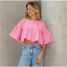 Blusinha Feminina Larga Franzida Cropped