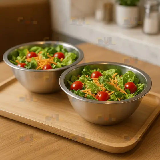 Kit 2 Tigela Saladeira GRANDE 22CM Multiuso Bowl Profissional Fundo Cozinha Gourmet 100% Inox