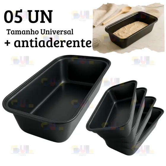 Kit 5 Forma De Pão ANTIADERENTE Assadeira Forma Bolo Torta Retangular Cozinha