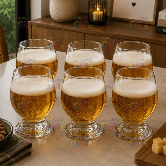 Kit 6 Copo TAÇA PAULISTA 250ML Vidro Bar Restaurante Suco Agua Mesa Posta Tulipinha